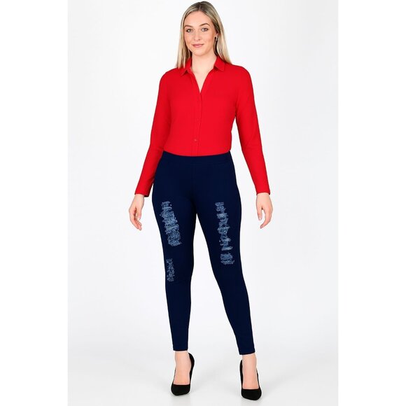 Jeans Legging Jeggings Skinny Pants Distressed BLUE WOMEN'S WOMAN'S SIZE SMALL - Picture 11 of 11